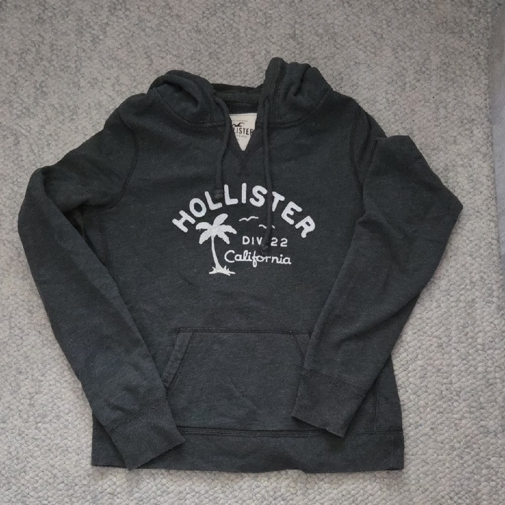 Hollister Women's Dark Gray Hoodie Sweater